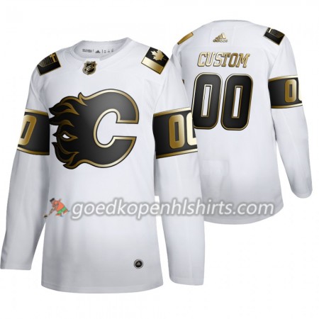 Calgary Flames Custom Adidas 2019-2020 Golden Edition Wit Authentic Shirt - Mannen